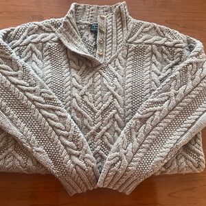 Ralph Lauren LAUREN Oatmeal Handknit Cable Knit Sweater Med